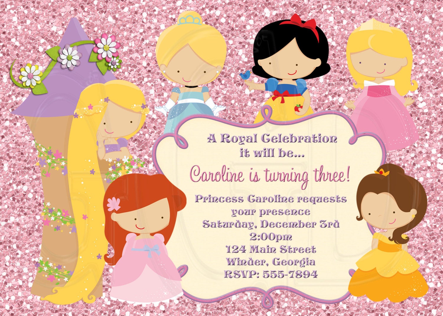 Princess Invitation Disney Inspired-Digital File