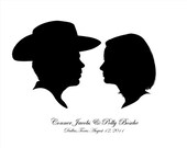 Silhouette Wedding Portrait of Couple (8x10 Custom Illustration for Wedding or Anniversary)