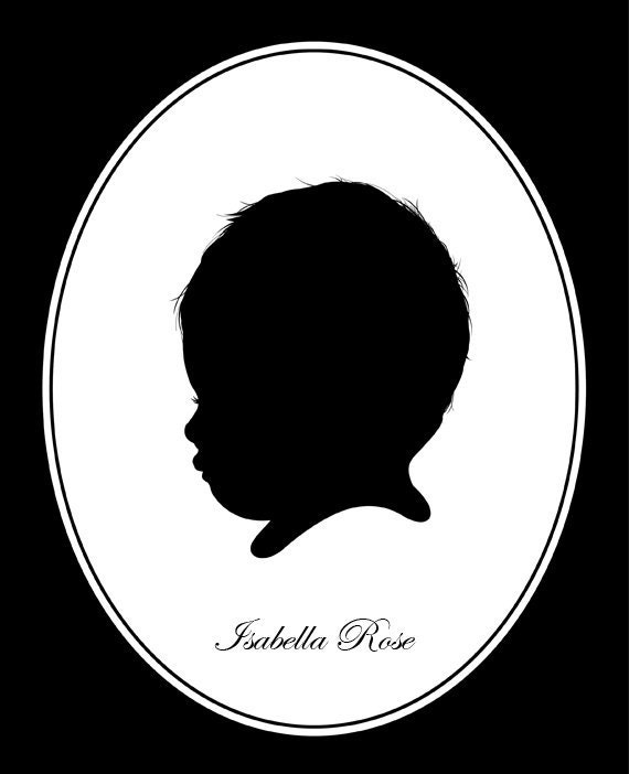 Custom Child Portrait Silhouette, Personalized Toddler or Infant (8x10)