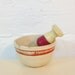 Vintage Shaving Mug Ceramic with Shaving Brush and Shaving Soap White and Red Stripe