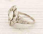 Antique .96 Carat Old European Cut Diamond Edwardian Engagement Ring