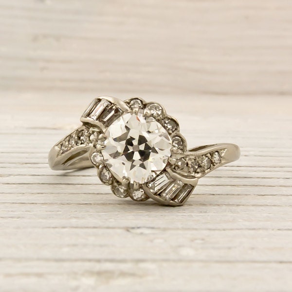 Vintage 1.17 Carat Old European Cut Diamond Engagement Ring