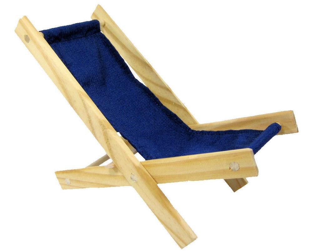 Toy Wooden Folding Lawn Chair navy blue by ToyTentsAndChairs