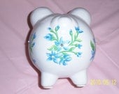 Blue ceramic piggy bank - swarovski crystals