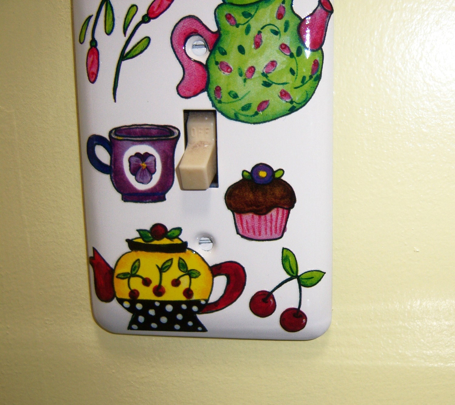 Tea Pots steel single lightswitch cover