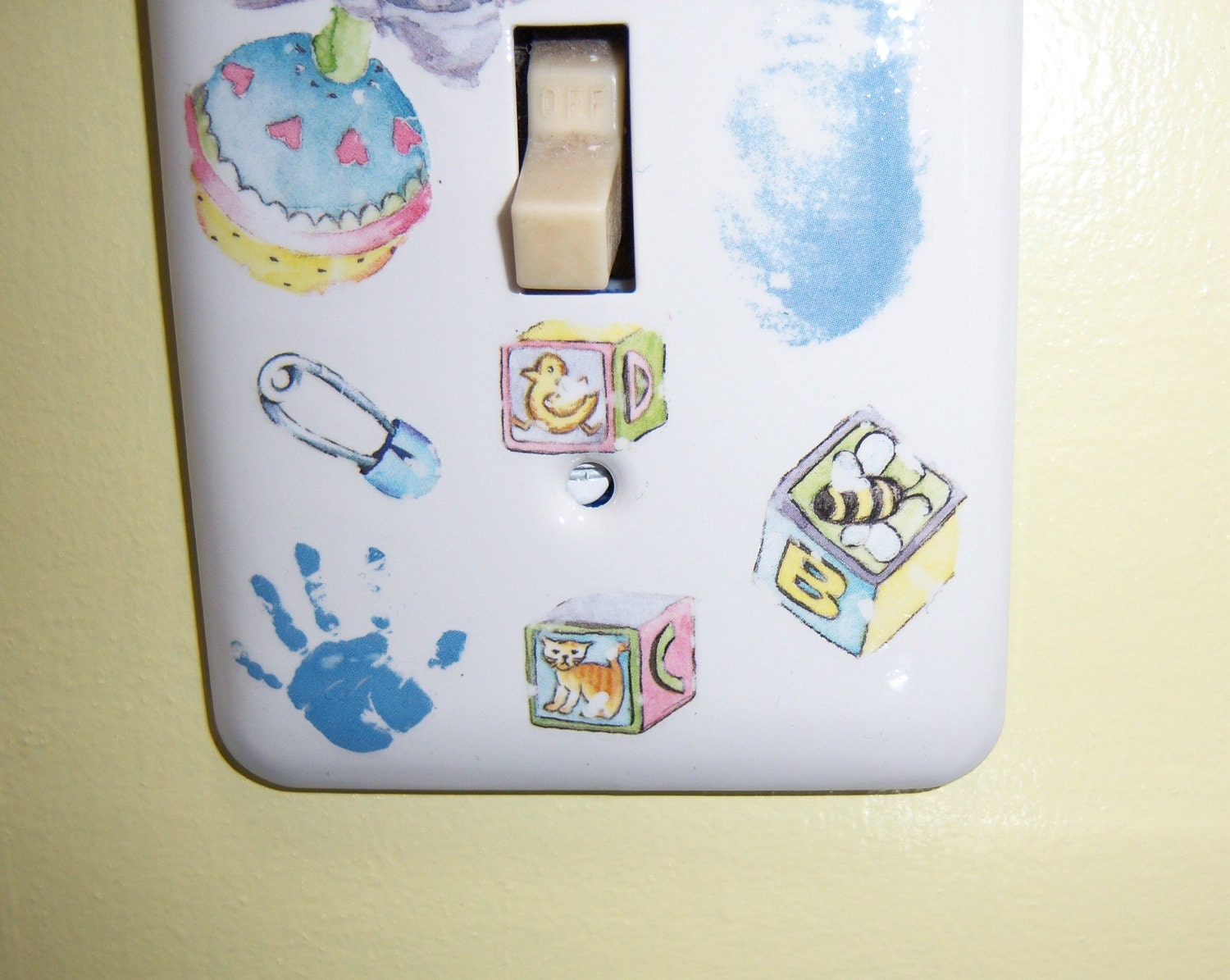 Baby Boy themed steel single light switch cover