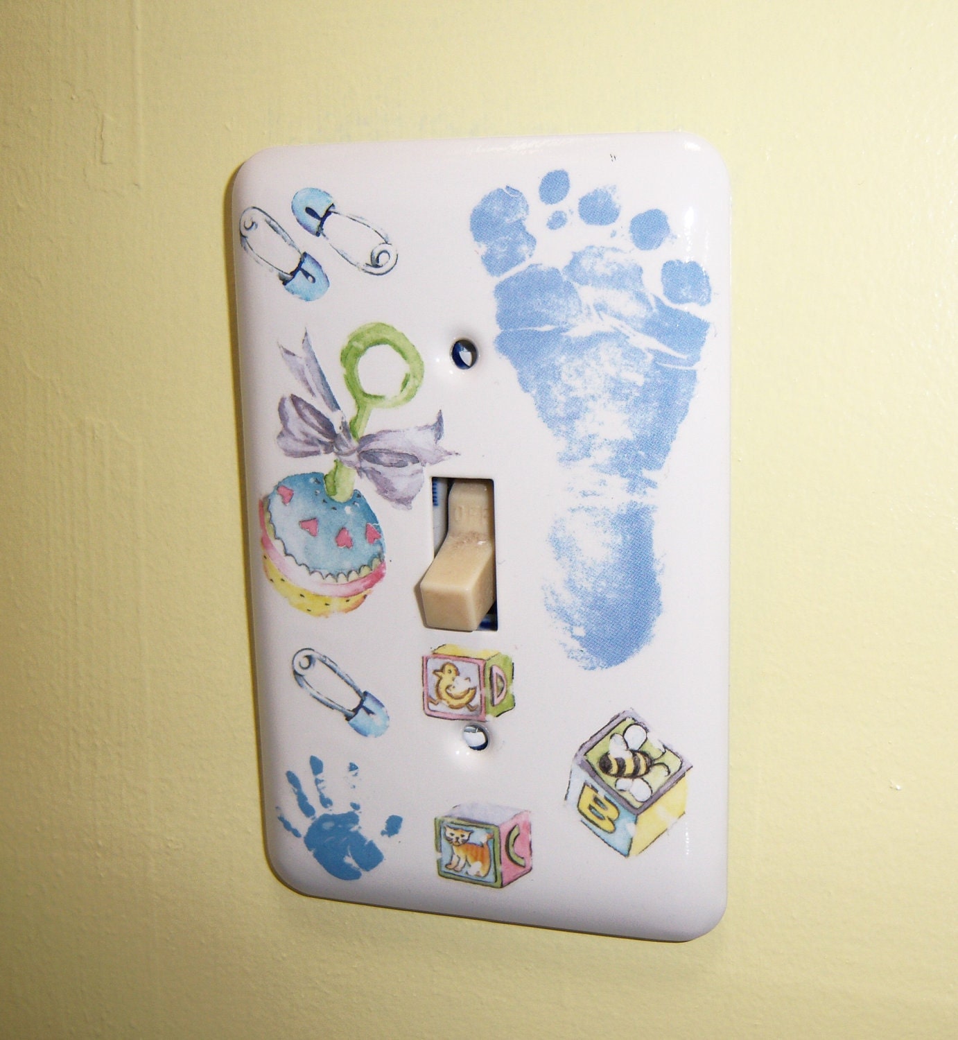 Baby Boy themed steel single light switch cover