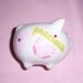 Baby girl mini ceramic piggy bank - swarovski crystals
