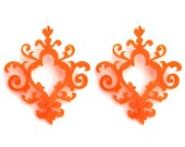 Laser Cut Acrylic Earrings Orange Boho Retro Hippie Modern