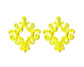 Laser Cut Acrylic Earrings Yellow Boho Retro Hippie Modern