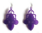 Purple Grape Versailles Pointy Chandelier Earrings Laser Cut Acrylic