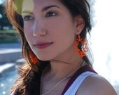 Laser Cut Acrylic Earrings Orange Damask Romantic Curly Earrings Large