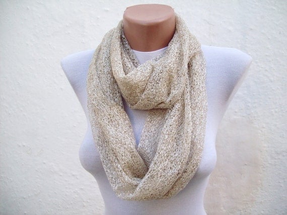 infinity scarf Loop scarf Neckwarmer Necklace scarf Fabric scarf Cream Holiday Accessories