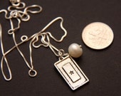 Service Flag Pearl Necklace-- 16 inch sterling silver chain