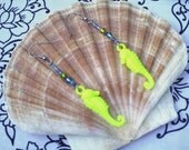 sassy seahorse earrings in vivid yellow