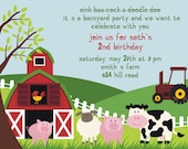 Farm Animal Birthday Party Invitation
