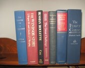 Color Book Collection MR PRESIDENT  - 7 Vintage Red and Blue POLITICAL Books Instant Library Home Decor Photography Props