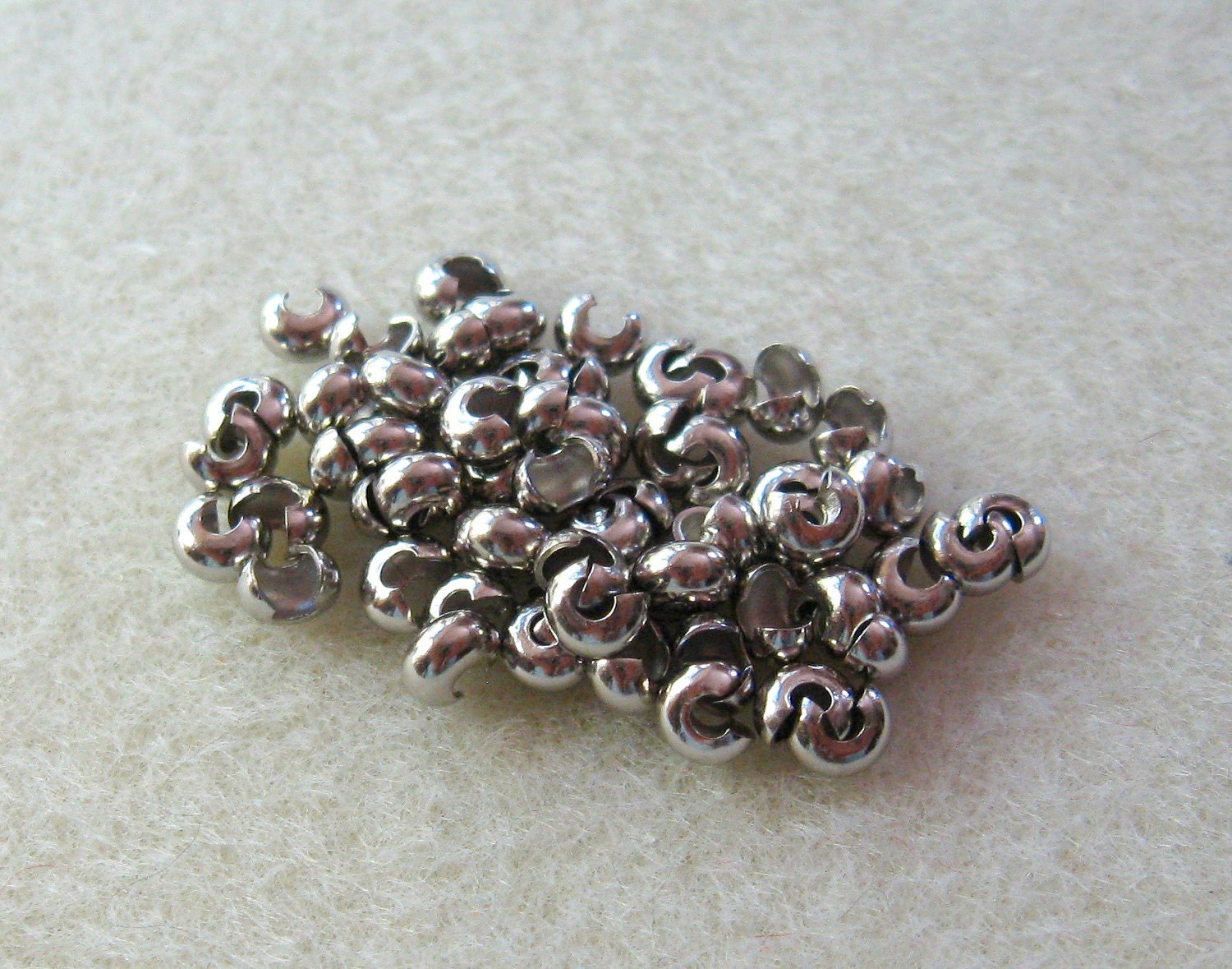 Antiqued Silver Crimp Bead Covers Findings (60)