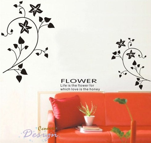 Elegant flower ivy 60by30inches----Removable Graphic Art wall decals stickers home decor