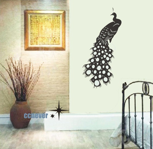 Beauty Elegance Peacock Bird----Removable Graphic Art wall decals stickers home decor
