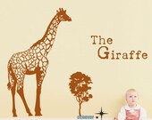 Big Giraffe Tree 52inch H----Removable Graphic Art wall decals stickers home decor