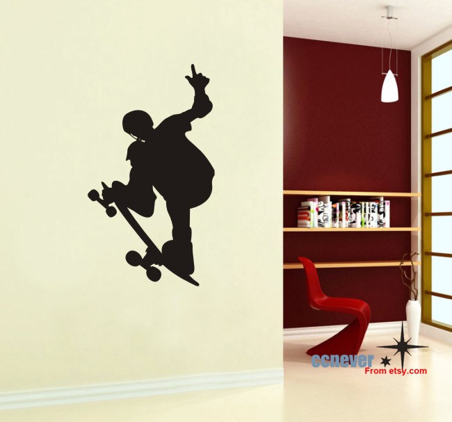 Skater Skateboard Personalized Name Kids Nursery Sports ---- Removable wall decals stickers home decor