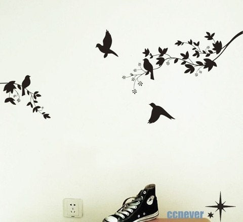 tree birds love----Removable Graphic Art wall decals stickers home decor