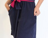 high waisted navy blue polka dot dressy shorts - medium