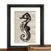 Seahorse Beach Nautical Print Vintage Book Page - Beautifully Matted Graduation Fathers Day Gift Present Home Office Decor