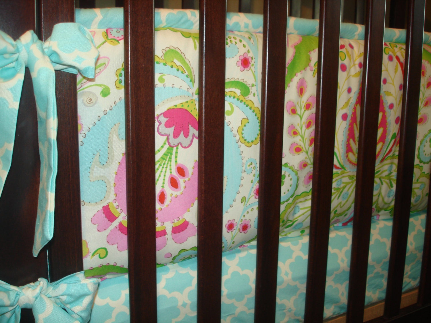 Custom Crib Bedding You Design-bumper and bedskirt-kumari garden