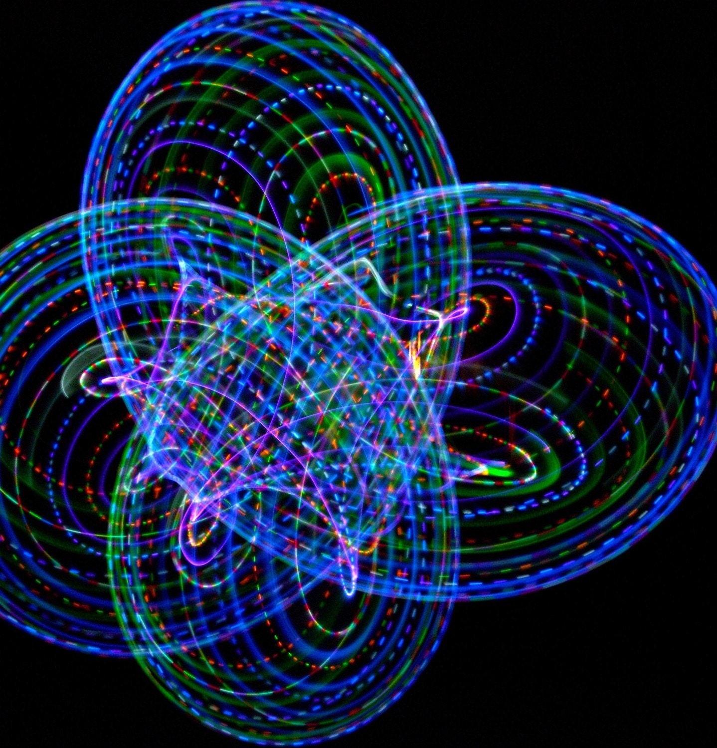 Rechargeable 2 Circuit LED Hula Hoop (5 Blue, 5 Green, 5 Purple, 3 Flashing White - 17 Strobing LEDs)