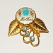 Vintage Mothers Day Mourning pin Blue Topaz Rhinestones