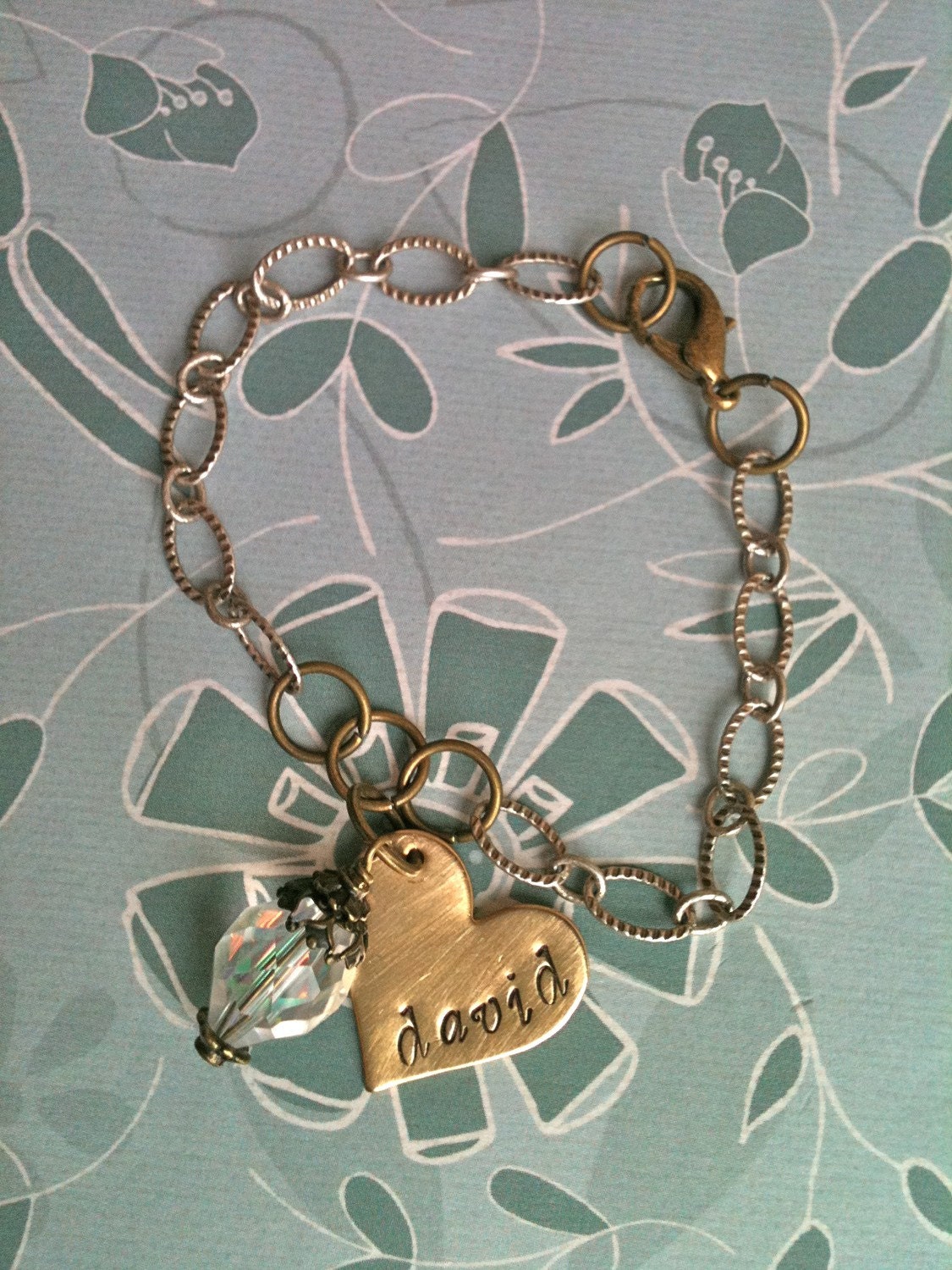 HEART of Sparkly Brass...Personalized Hand Stamped Bracelet