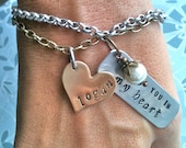 I  Carry You In My Heart....Brass Heart Hand Stamped Bracelet