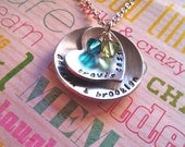 NEW-Birthstones...Hand Stamped Family Necklace