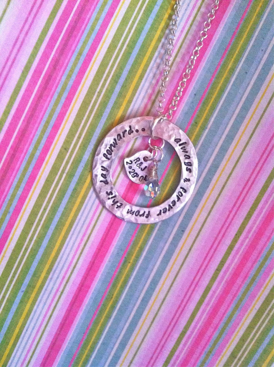 NEW-WEDDING-Always & Forever From This Day Forward..Hand Stamped Washer Necklace