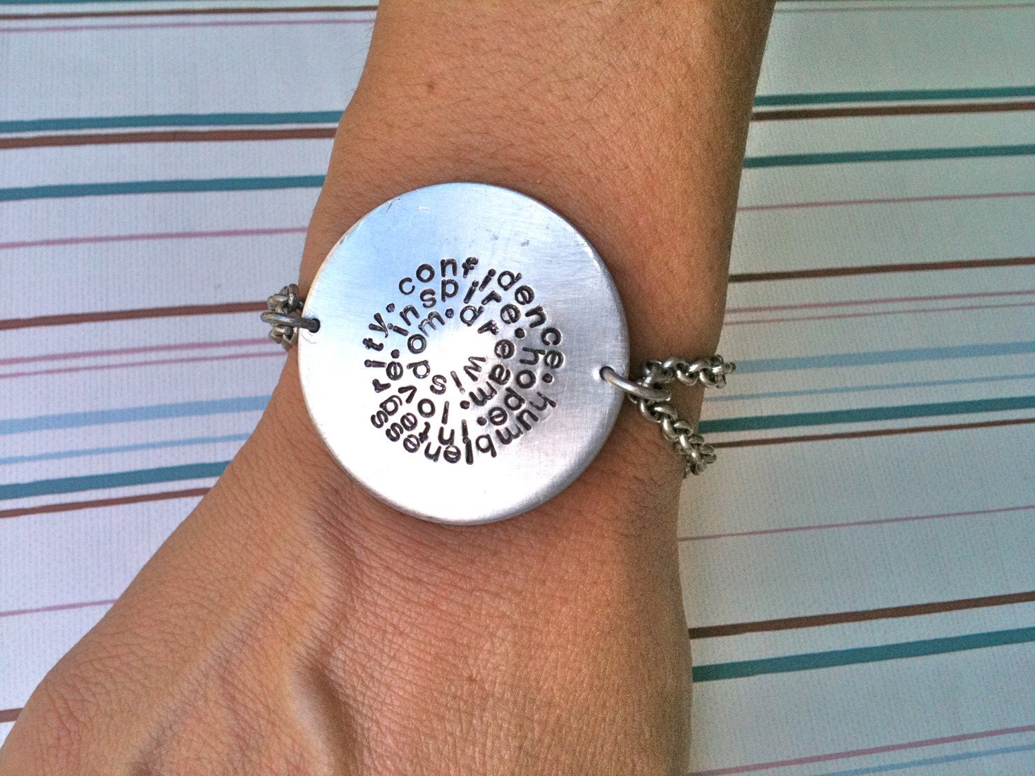 Big.Bold.Beautiful...Make A Statement Circle...Hand Stamped Bracelet