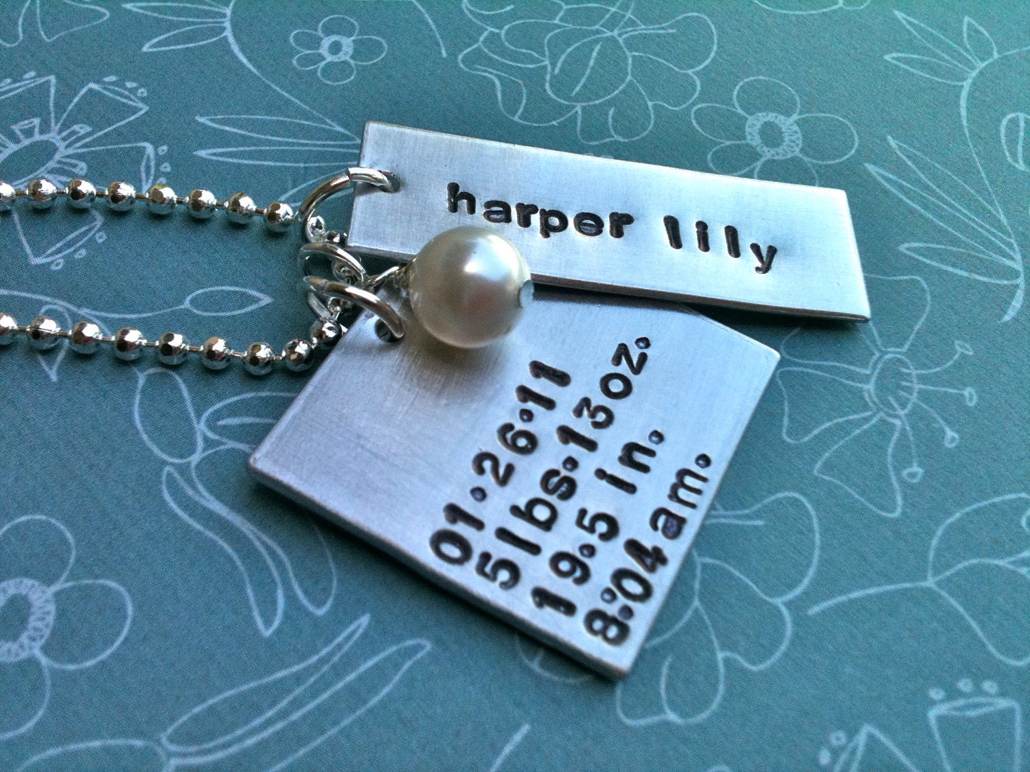 OH BABY...Hand Stamped New Baby Stats Necklace