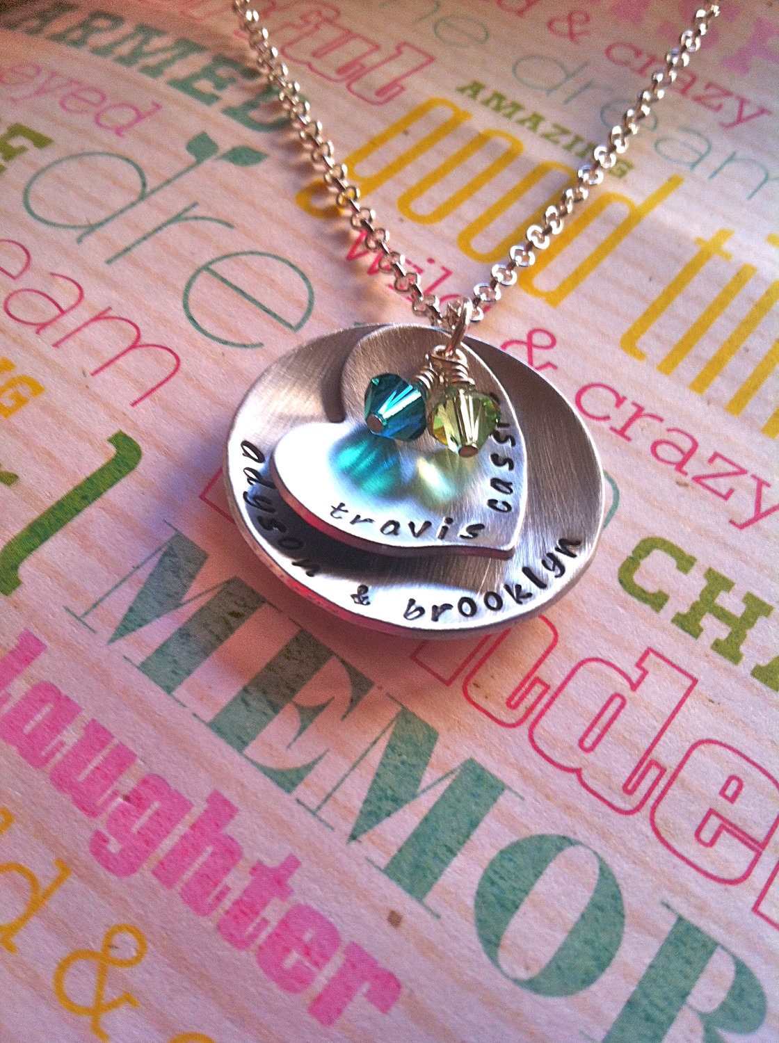 Custom Listing For Tiffany...NEW-Birthstones...Hand Stamped Family Necklace