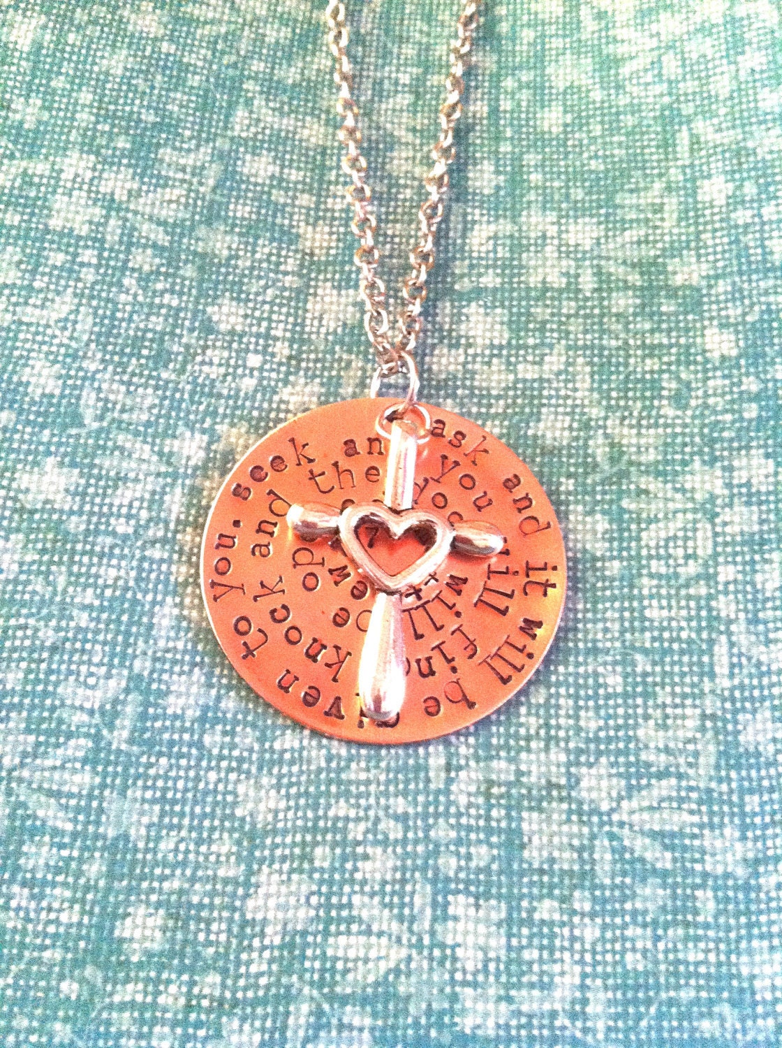New-The CROSS...Hand Stamped Copper Necklace