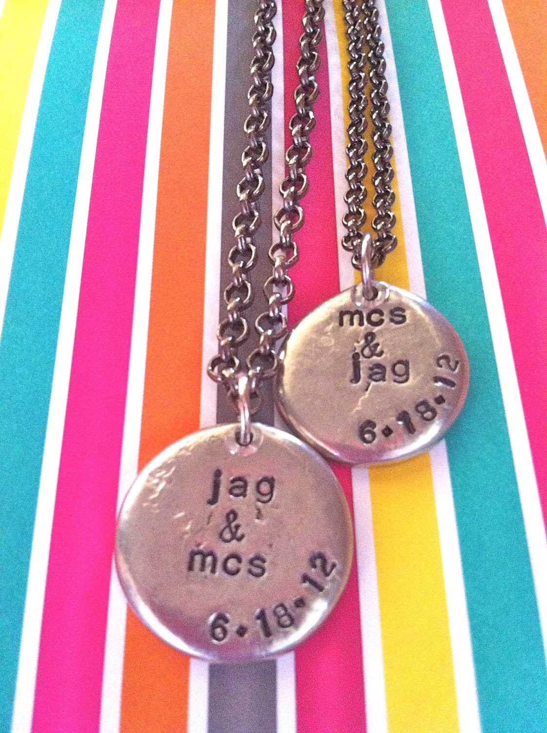 NEW-HIS & HERs...dark chocolate and tulips Wedding Collection..Hand Stamped