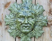 Ceramic Cross Greenman Plaque forest guardian garden face