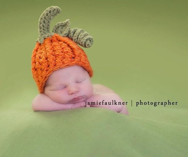Little Pumpkin orange Chunky Cable Beanie newborn great photo prop fall halloween