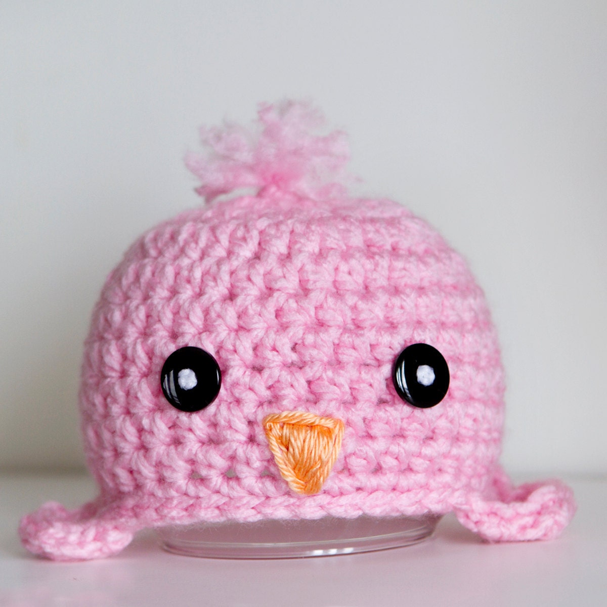 Pink Petunia Chick beanie newborn crochet hat