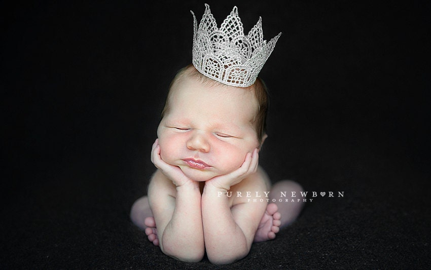 Newborn vintage inspired silver crown. Photography prop for baby, infant, child. SKU: Majestic