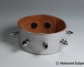 Metallic Silver Spiked Leather Wristband Bracelet Cuff with 1/2 Inch Spikes  - Rock Cyber Metal Rave Punk Biker Gothic Industrial Fetish Leather Wear