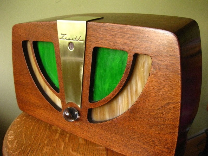 Upcycled Antique Zenith Radio Stained Glass Lamp