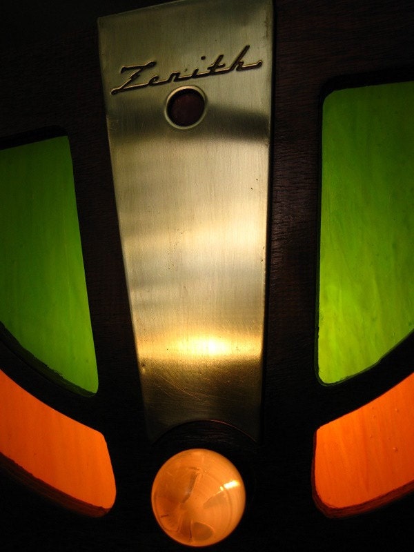 Upcycled Antique Zenith Radio Stained Glass Lamp
