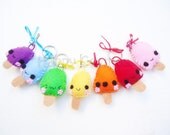 Popsicle Keychain or Phone Charm - Ice Cream Felt Keychain , Dust Plug,  Kawaii Plush Food Stocking Stuffer