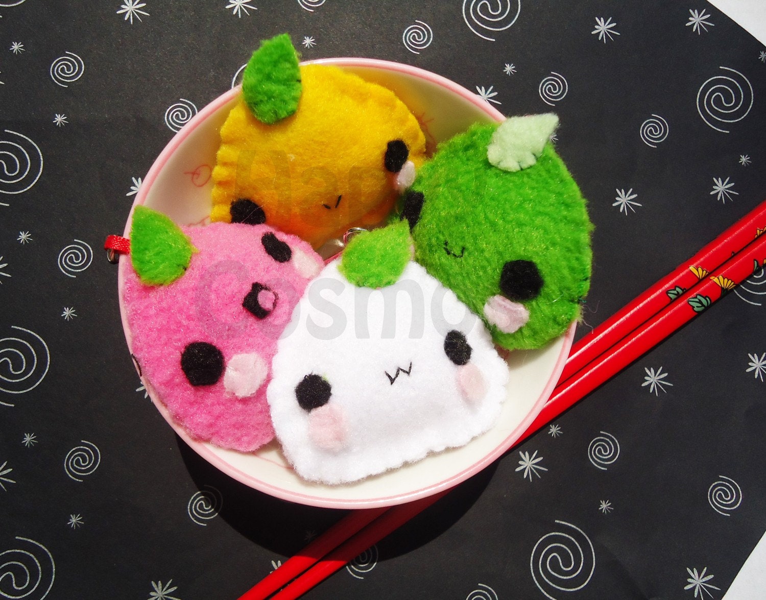 Mochi Keychain or Phone Charm - Kawaii Plush Mochi Felt Keychain Stocking Stuffer, Dust Plug
